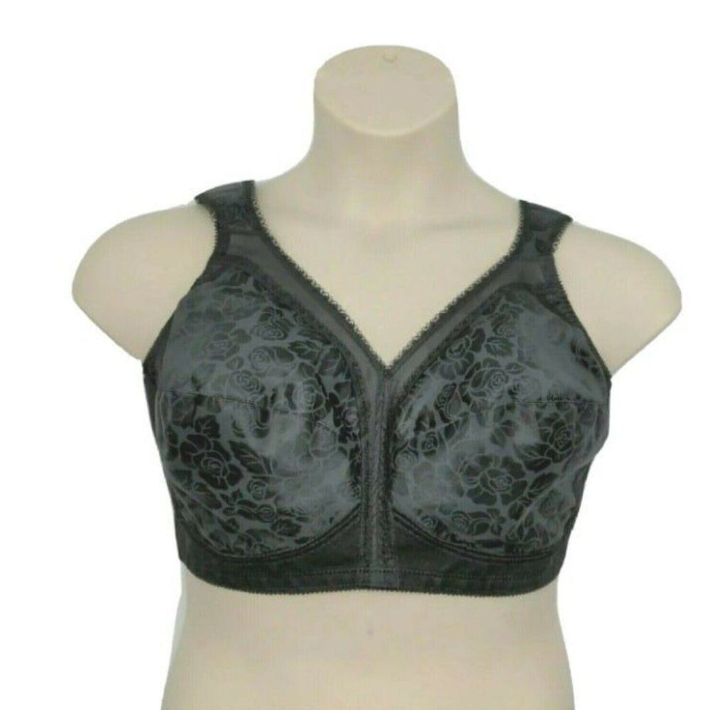Playtex 18 Hour Womens Bra Style 4693 No Wire Plus Size 42DD Black Lace